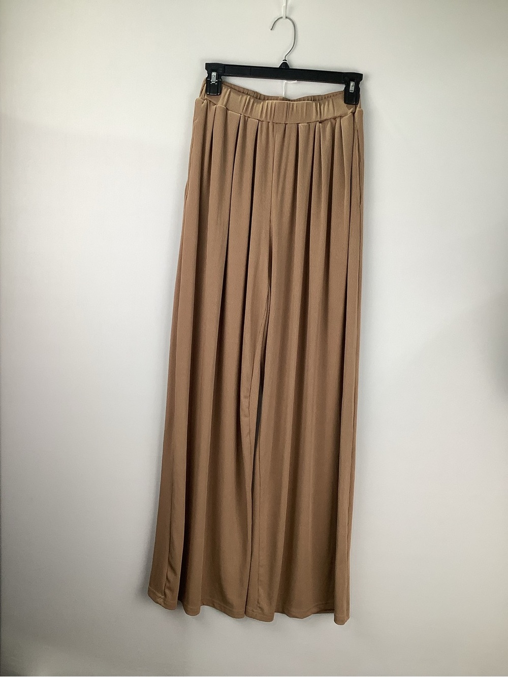 Cider‎ Ribbed Elastic Waist Wide-Leg Pants - Coffee Brown womens size S